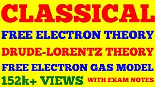 CLASSICAL FREE ELECTRON THEORY  DRUDE  LORENTZ THEORY  SOLID STATE PHYSICS  WITH EXAM NOTES [upl. by Davida201]