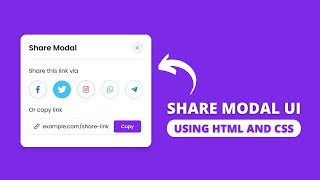 Popup Share Modal UI Design using HTML CSS amp JavaScript [upl. by Etyak]