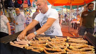 Sicilian Street Food in Palermo 🇮🇹 CRAZY Italian BBQ  HUGE Arancini in Sicily [upl. by Ientruoc435]