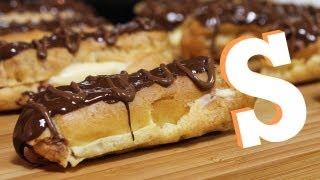 Chocolate Eclairs Recipe  Sorted Food [upl. by Rot]