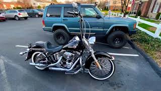 18 inch Carlini Gangster Apes on 2002 Harley Davidson Heritage Softail Classic FLSTCI [upl. by Ahsinut]