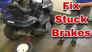 EASILY Repair Stuck Brakes on a Riding Lawn Mower [upl. by Ednil]