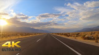 Scenic Highway 395 California Sunset Drive 4K  Relaxing Desert Mountain Scenic Driving to Bishop [upl. by Livingston]