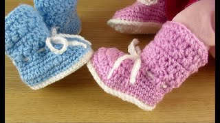 How to crochet baby booties tutorial Happy Crochet Club [upl. by Bail17]