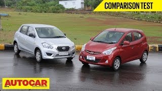 Hyundai Eon 10 vs Datsun Go  Comparison Test  Autocar India [upl. by Rosalie317]