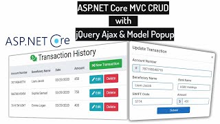 jQuery Ajax CRUD in ASPNET Core MVC using Popup Dialog [upl. by Huggins]