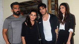 Suniel Shetty With Family Son AahaanDaughter Athiya amp Wife At Mubarakan Movie Screening [upl. by Roley]