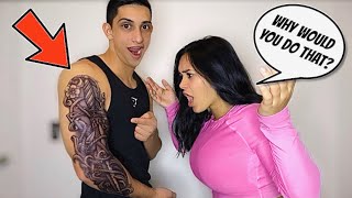 FAKE Tattoo Prank On My Girlfriend [upl. by Artnoed792]