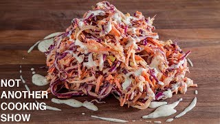 how to make CREAMY COLESLAW from scratch [upl. by Kneeland]