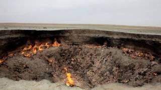 Flaming Gas Crater Day  Turkmenistan Darvaza [upl. by Barbi]