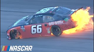 The 66 catches fire at Darlington Raceway  NASCAR [upl. by Ennayt]