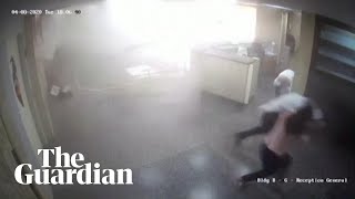 Beirut explosion CCTV captures moment blast struck hospital [upl. by Dray891]