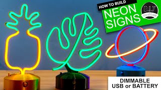 How To Make DESKTOP NEON SIGNS  3D Printable Battery or USB powered amp Dimmable [upl. by Ahselrak474]