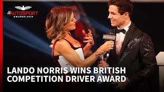 Lando Norris wins British Competition Driver of the Year  Autosport Awards [upl. by Atsedom463]