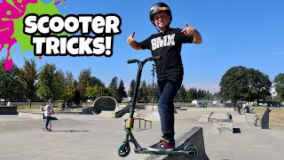 Scooter Skatepark Tricks First Time [upl. by Ruffi98]