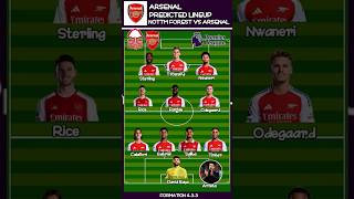 ARSENAL PREDICTES LINEUP  NOTTM FOREST  PREMIER LEAGUE [upl. by Anerok]