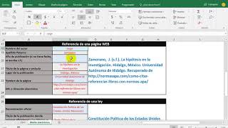 Referencias formato APA archivo en Excel [upl. by Ahseyk]