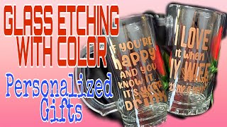 GLASS ETCHING WITH COLOR PERSONALIZED GIFTS ♡ UNICAHIJA CREATIONS ♡ [upl. by Leipzig]