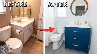 Easy Small Bathroom Remodel  DIY Makeover [upl. by Trinidad638]