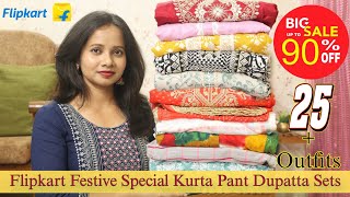 Flipkart Festive Special KurtiKurta Pant Dupatta Set Haul  Ranjana R [upl. by Ahcorb]