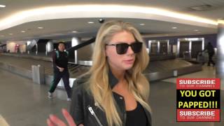 Charlotte McKinney talks about Abigail Ratchford In And Out commercials while arriving at LAX Airpor [upl. by Valley]