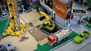 Lego City Construction Crew Construction site  tower crane 7905 excavator concrete mixer truck [upl. by Ossie]