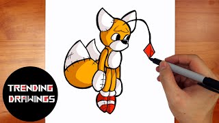 How To Draw FNF MOD character  Tails Doll Step by Step [upl. by Belford180]