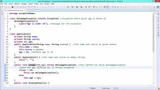 Java Essentials  User defined exceptions [upl. by Nevet40]