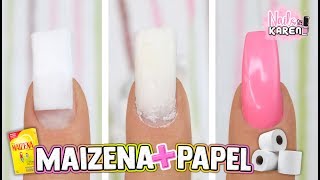 UÑAS POSTIZAS con PAPEL HIGIÉNICO y MAIZENA [upl. by Ecylahs]