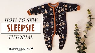 How to Sew baby Pajamas  Sleepsie  Tutorial  DIY [upl. by Nine]