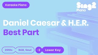 Daniel Caesar HER  Best Part Lower Key Piano Karaoke [upl. by Akiaki]