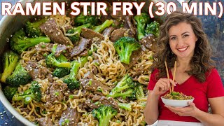 Easy BEEF and BROCCOLI RAMEN STIR FRY Recipe [upl. by Avika389]