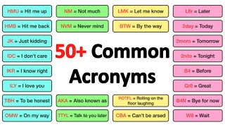 50 COMMON ACRONYMS in ENGLISH [upl. by Busby]