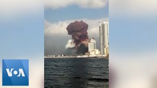 Beirut Explosion Seen From Nearby Boat [upl. by Xuaeb]