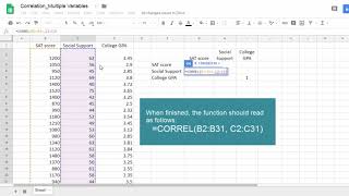 Correlation in Google Sheets  Multiple Variables [upl. by Ardnalahs]