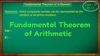 Fundamental Theorem of Arithmetic Class  10th [upl. by Fernald]