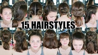 15 Heatless Hairstyles for SHORT hair BACK TO SCHOOL [upl. by Abil837]