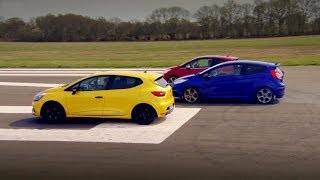 Peugeot 208 GTi vs Renault Clio 200 Vs Ford Fiesta ST  Top Gear  Series 20  BBC [upl. by Danieu847]