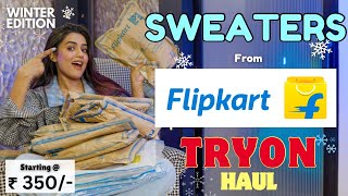 All new Winter Sweaters haul from FLIPKART 🧶  Tryon Honest review  gimaashi [upl. by Gnes]