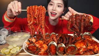 SUB매운 해물찜 먹방🔥 낙지 문어 전복 갑오징어 새우에 당면까지 리얼사운드 Spicy Seafood Mukbang Asmr [upl. by Wurtz]