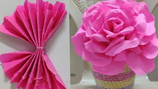 DIY Giant paper flower tutorial in lockdown with Crepe paper HandmadeEasy and SimplePapersai arts [upl. by Enayd]