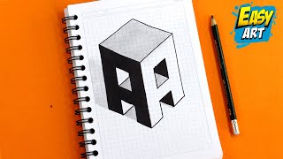 🟥 Dibujos 3D 😋 Como Dibujar LETRAS en 3D  letra A   How to Draw 3D Letters A  Easy Art [upl. by Nyliuqcaj]