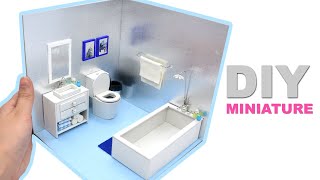 DIY Miniature Dollhouse Room 11 Bathroom Toilet Lavatory Bathtub shower  Manilature [upl. by Dorsey320]