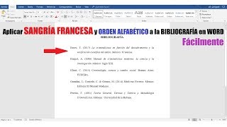 CÓMO APLICAR SANGRÍA FRANCESA Y ORDEN ALFABÉTICO A LA BIBLIOGRAFÍANORMAS APA [upl. by Yks568]