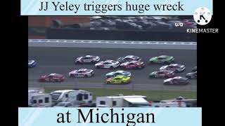 JJ Yeley triggers huge wreck at Michigan [upl. by Dodie]