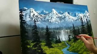 Como pintar un paisaje facil Timelapse How to paint a easy Landscape Video completo en mi canal [upl. by Katya]