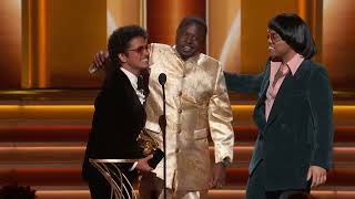 SILK SONIC Wins Song Of The Year For “LEAVE THE DOOR OPEN”  2022 GRAMMYs Acceptance Speech [upl. by Jotham]