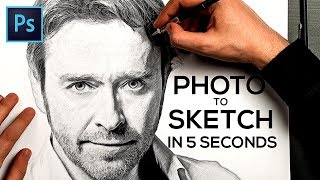 How to Turn a Photo into Pencil Drawing Sketch Effect in Photoshop [upl. by Frodin]