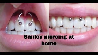 PIERCING MY SMILEY AT HOME SENSITIVE CONTENT [upl. by Eatnuahs]