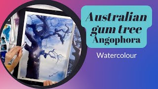 Australian Sydney Red Gum in watercolour Angophora  how to mix purple grey [upl. by Cassilda]